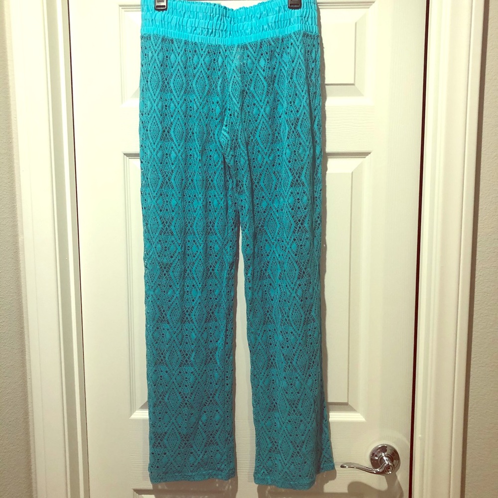 Luli Fama teal poolside lounge over bikini pants